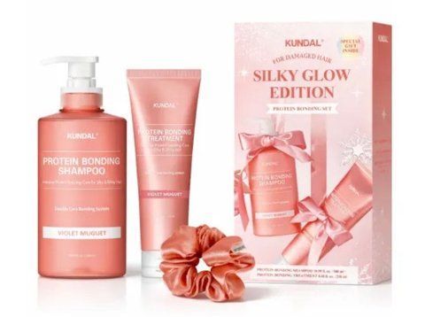 НАБІР ДЛЯ ПОШКОДЖЕННОГО ВОЛОССЯ HOLIDAY SILK GLOW EDITION PROTEIN BONDING CARE SET VIOLET MUGUET SHAMPOO 500ML & TREATMENT 250ML kundal001533 фото