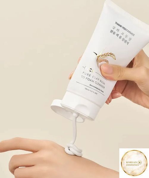 Пінка для вмивання з екстрактом рису та каоліном THANK YOU FARMER Rice Pure Clay Mask to Foam Cleanser 150 ml thf-6 фото