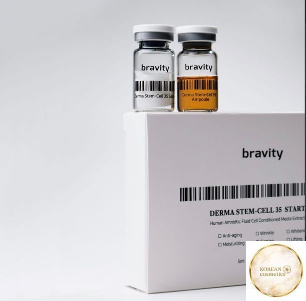Derma Stem Cell 35 Starter(0.3gx1шт/5mlx1шт) Набір для інтенсивного клітиного омолодження, освітлення шкіри та активациії неоколагенезу (аппаратне впровадження) з високою концентрацією стовбурових клітин 35% bravity0022 фото
