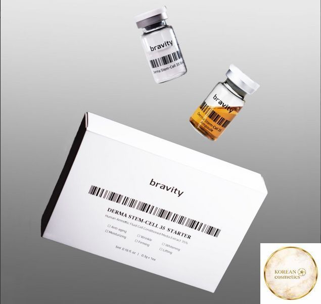 Derma Stem Cell 35 Starter(0.3gx1шт/5mlx1шт) Набір для інтенсивного клітиного омолодження, освітлення шкіри та активациії неоколагенезу (аппаратне впровадження) з високою концентрацією стовбурових клітин 35% bravity0022 фото