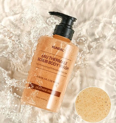 Гель-скраб для душу з рисовою пудрою та церамідами Ірис KUNDAL Eau Thermale Spa Scrub Body Wash Leather Iris 500 ml knd-14 фото