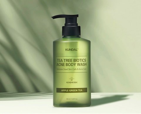 Гель для душу від висипань на тілі "Яблуко та Зелений чай" Tea Tree Biotics Acne Body Wash Apple Green Tea Kundal 500m knd-18 фото