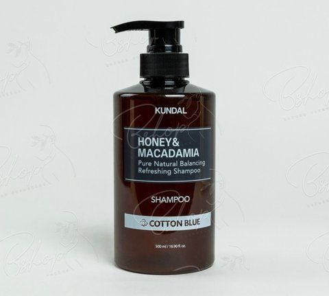 Шампунь відновлюючий "Блакитна бавовна" Honey & Macadamia Nature Shampoo Cotton Blue Kundal 500ml knd-81 фото