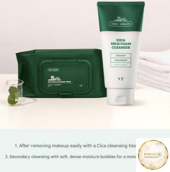 Серветки для зняття макіяжу з центелою VT Cosmetics Cica Mild Cleansing Tissue, 50 шт vtc0022 фото