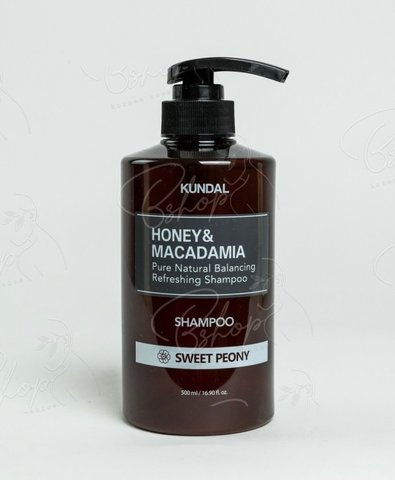 Шампунь відновлюючий "Солодка півонія" Honey & Macadamia Nature Shampoo Sweet Peony Kundal 500ml knd-29 фото