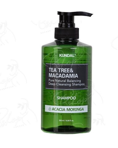 Шампунь балансуючий "Акація Морінга" Tea Tree & Macadamia Deep Cleansing Shampoo Acacia Moringa Kundal 500ml knd-34 фото