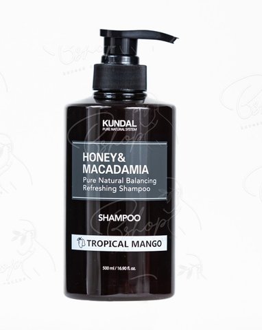 Шампунь відновлюючий "Тропічне манго" Honey & Macadamia Nature Shampoo Tropical Mango Kundal 500ml knd-37 фото