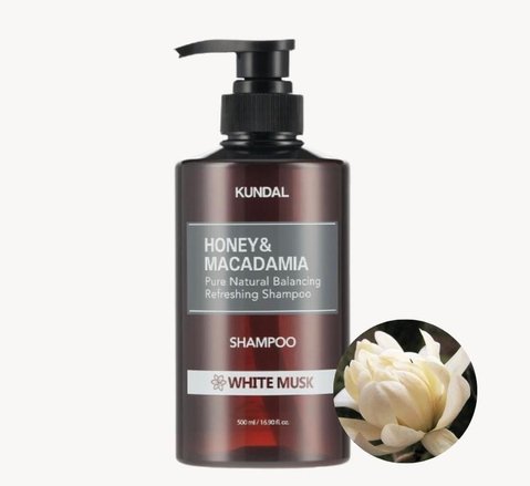 Шампунь відновлюючий "Білий мускус" Honey & Macadamia Nature Shampoo White Musk Kundal 500ml knd-39 фото