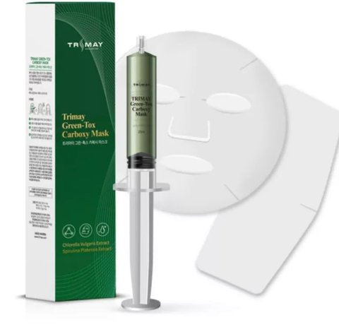 Маска для карбокситерапії обличчя та шиї TRIMAY Green-Tox Carboxy Clinic Mask Co2 - 1,79+0,7+25 мл trm-7 фото