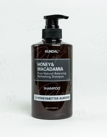 Шампунь відновлюючий "Мед і Гіркий мигдаль" Honey & Macadamia Nature Shampoo Honey&Bitter Almond Kundal 500ml knd-46 фото