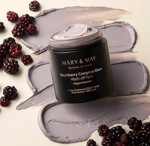 Антиоксидантна глиняна маска для обличчя з екстрактом ожини Mary & May Blackberry Complex Glow Wash off Pack 125g mmy-4 фото